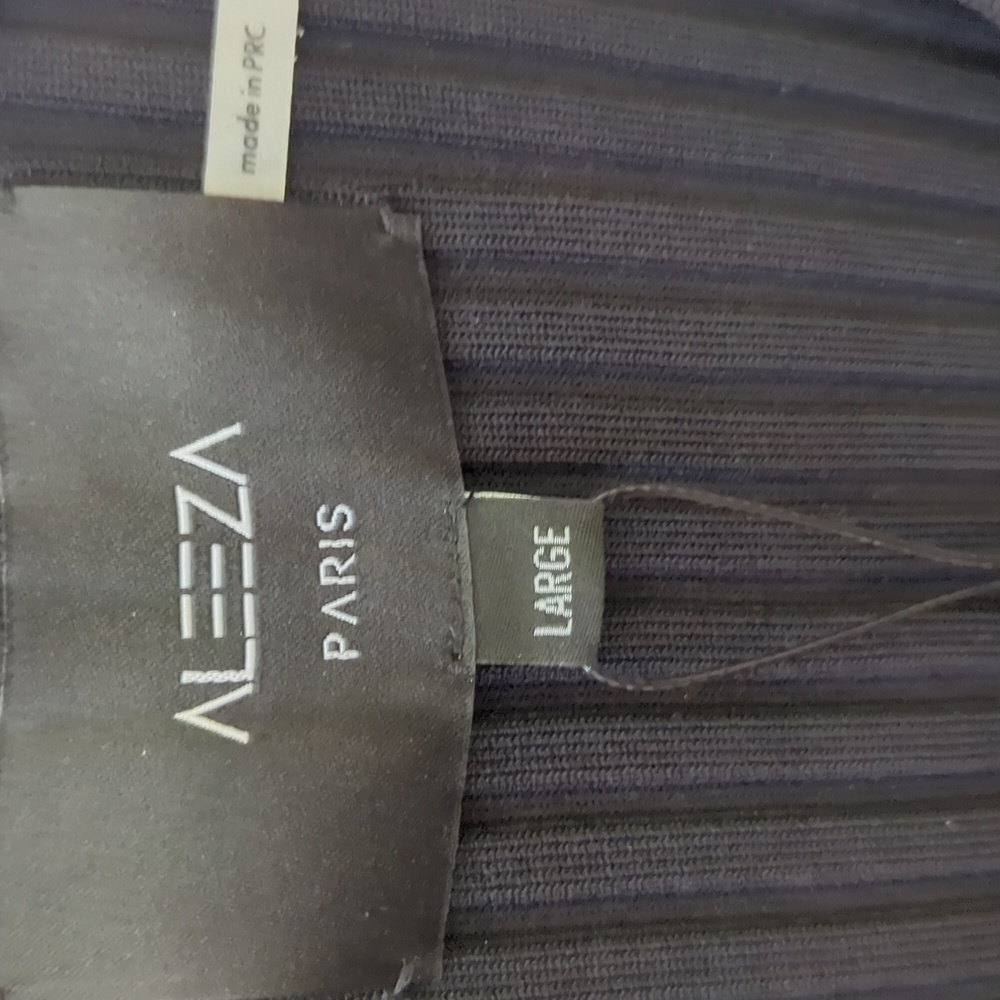 ALEEZA Paris Black Ribbed Cardigan NWT Large - Picture 2 of 6